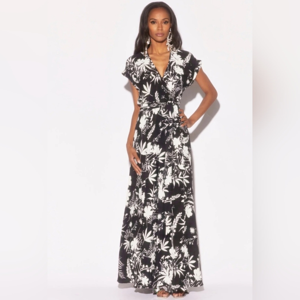 Meghan Fabulous Jasmine Maxi Dress Dahlia Black Nwt XL
